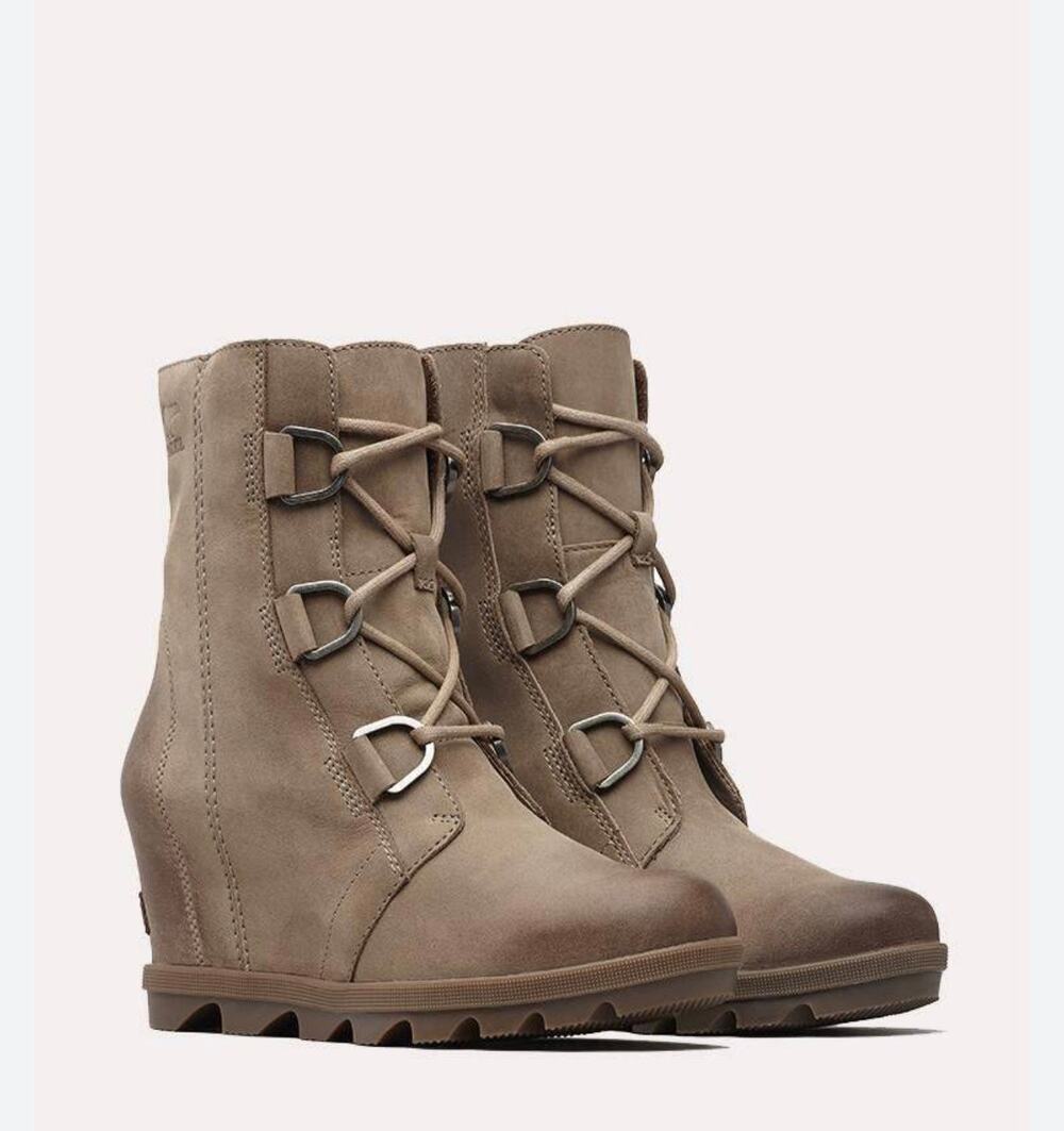 Sorel Women's Sz 7.5 Joan of Arctic Wedge II waterproof leather boots brown Lace